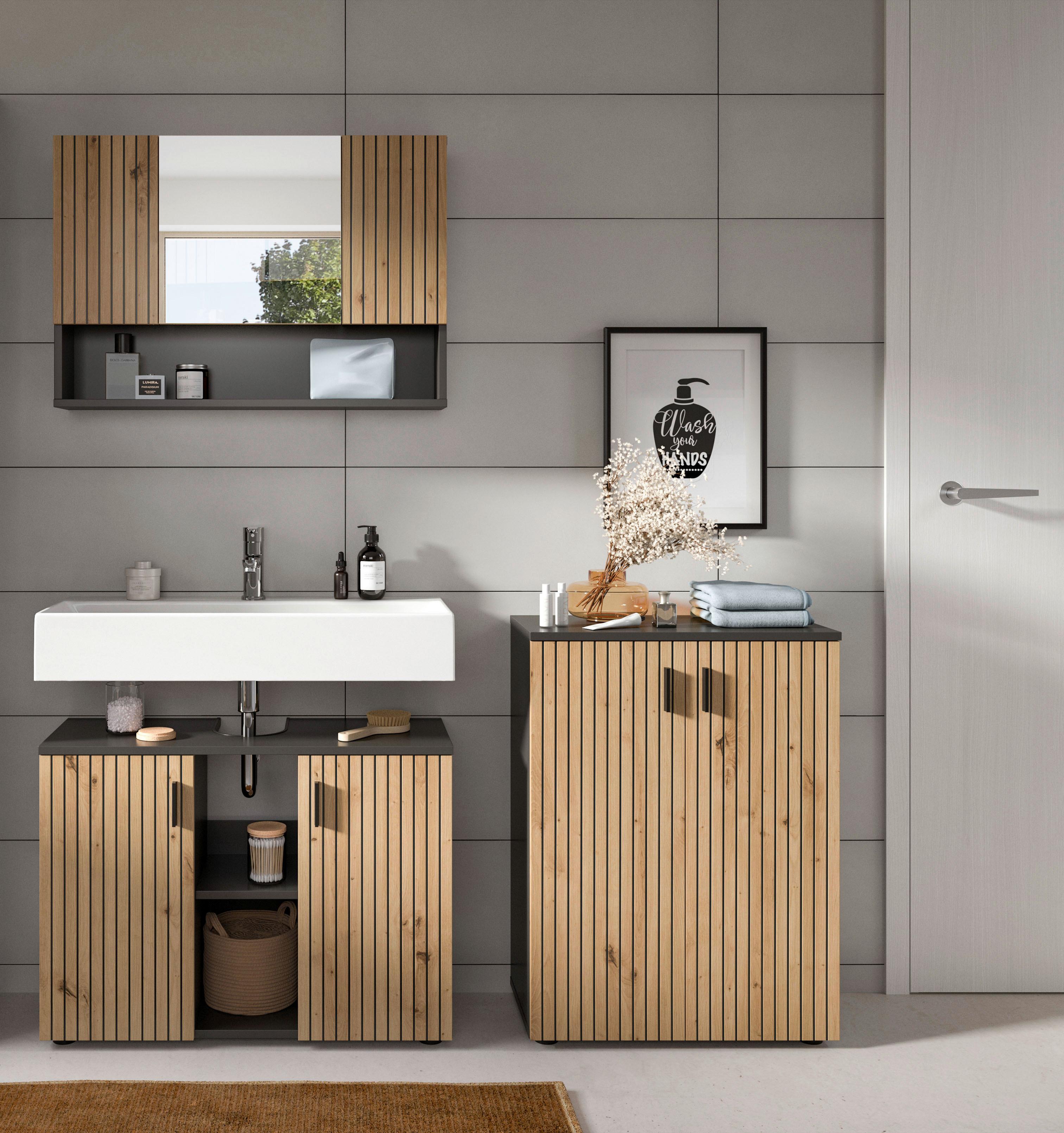 BAIE MONE - stejar Artisan, Basics, material pe bază de lemn (140/189/30cm) - MID.YOU