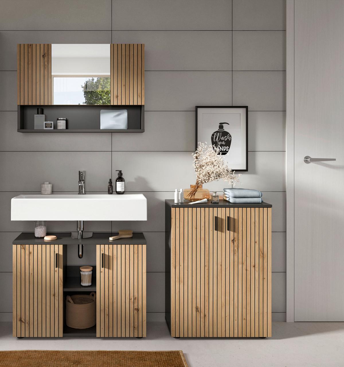 BAIE MONE - stejar Artisan, Basics, material pe bază de lemn (140/189/30cm) - MID.YOU