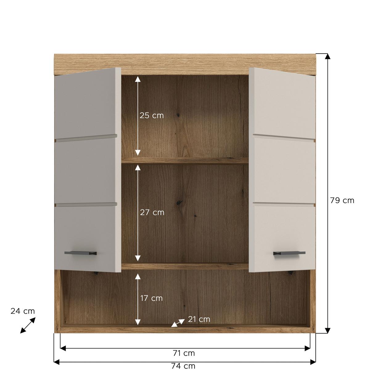 Hängeschrank Scout ca. 74x79 cm Kaschmir - Kaschmir/Schwarz, MODERN, Holzwerkstoff/Kunststoff (74/79/24cm) - MID.YOU