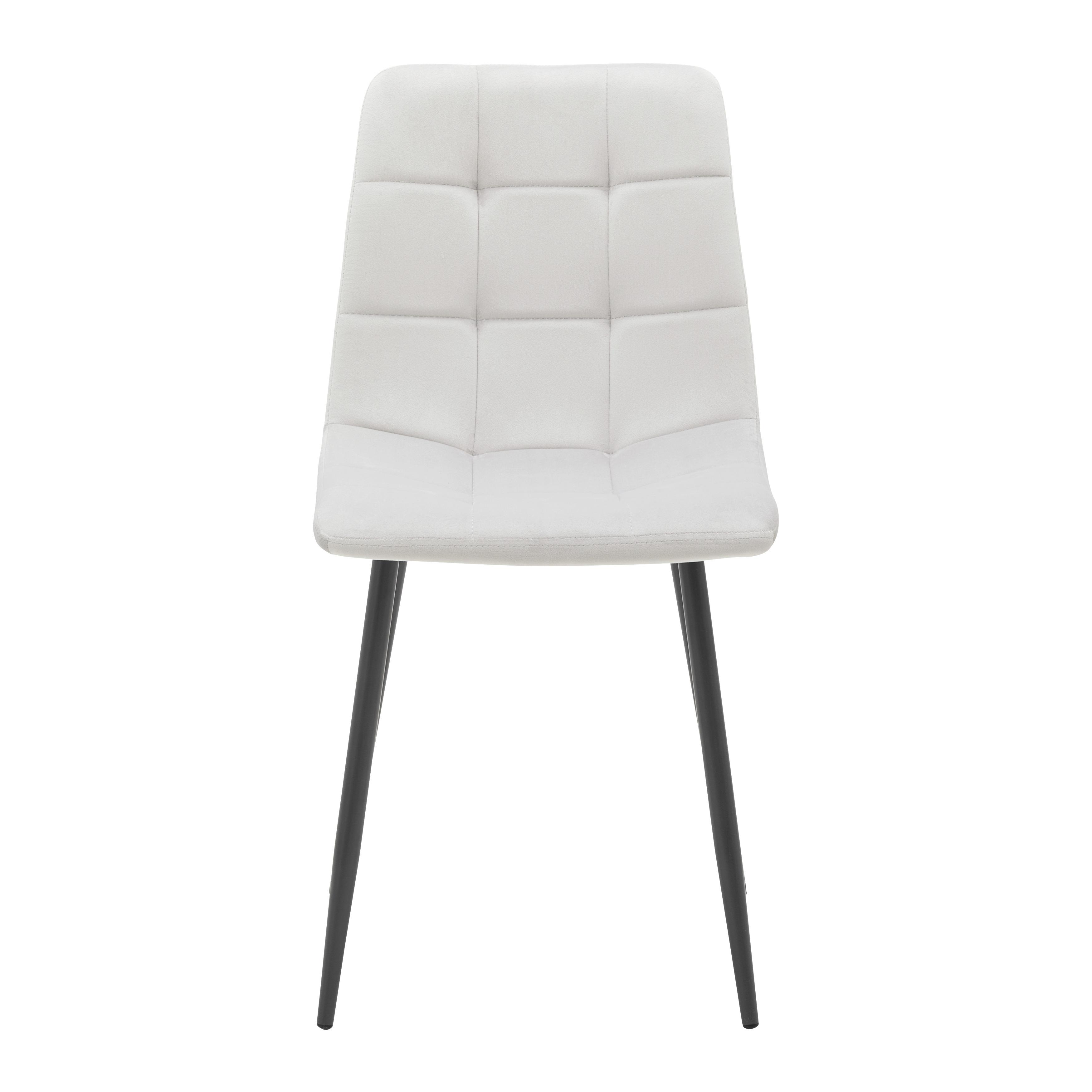 Stuhl "Ria", Samtbezug, hellgrau, Gepolstert - Hellgrau/Schwarz, MODERN, Textil/Metall (43,5/87/54cm) - Bessagi Home