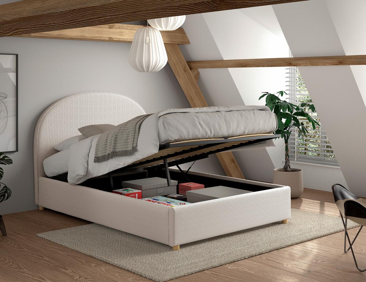 Kinder-/Juniorbett Moon Weiß ca. 140x200 cm Bouclé - Naturfarben/Weiß, ROMANTIK / LANDHAUS, Holz/Textil (140/200cm) - Vipack