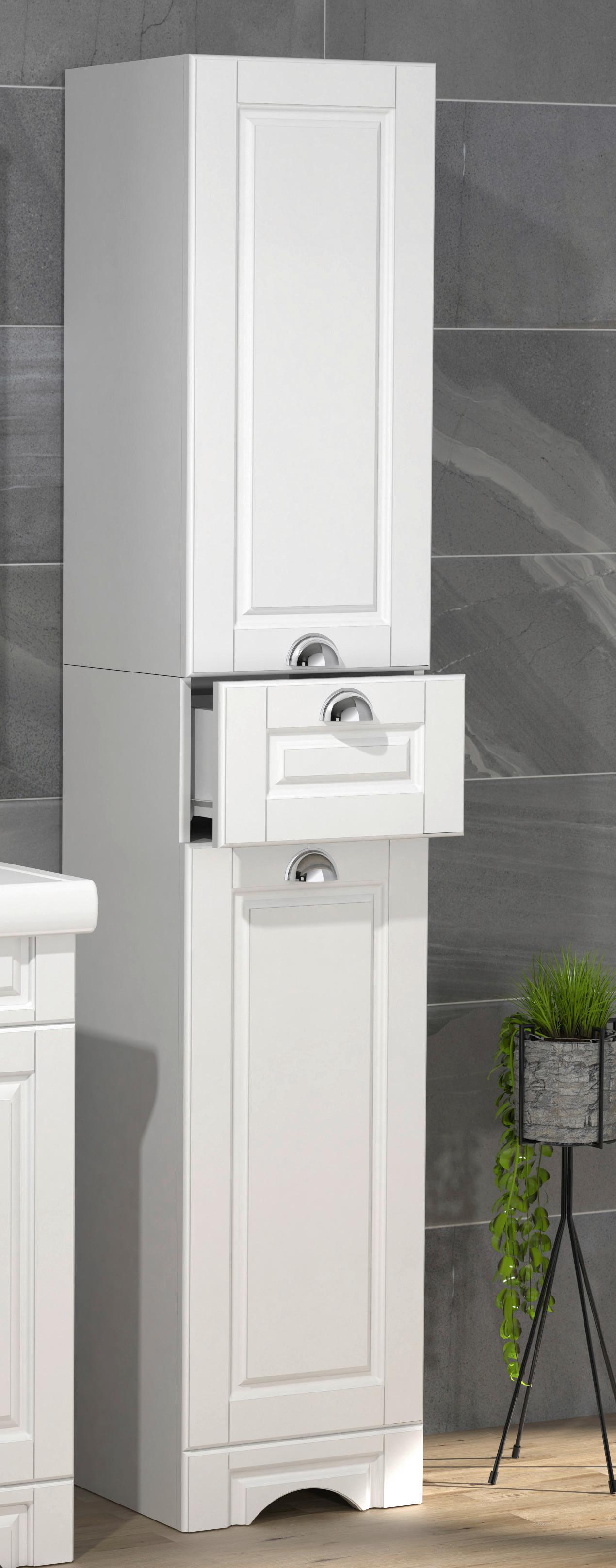 HOCHSCHRANK CASALO - Weiss/Silberfarben, Modern, Holzwerkstoff/Metall (35/180/31,6cm) - MID.YOU