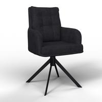 Armlehnstuhl Marietta Schwarz Webstoff Gepolstert - Schwarz, MODERN, Holz/Textil (60/92/67cm) - Bessagi Home