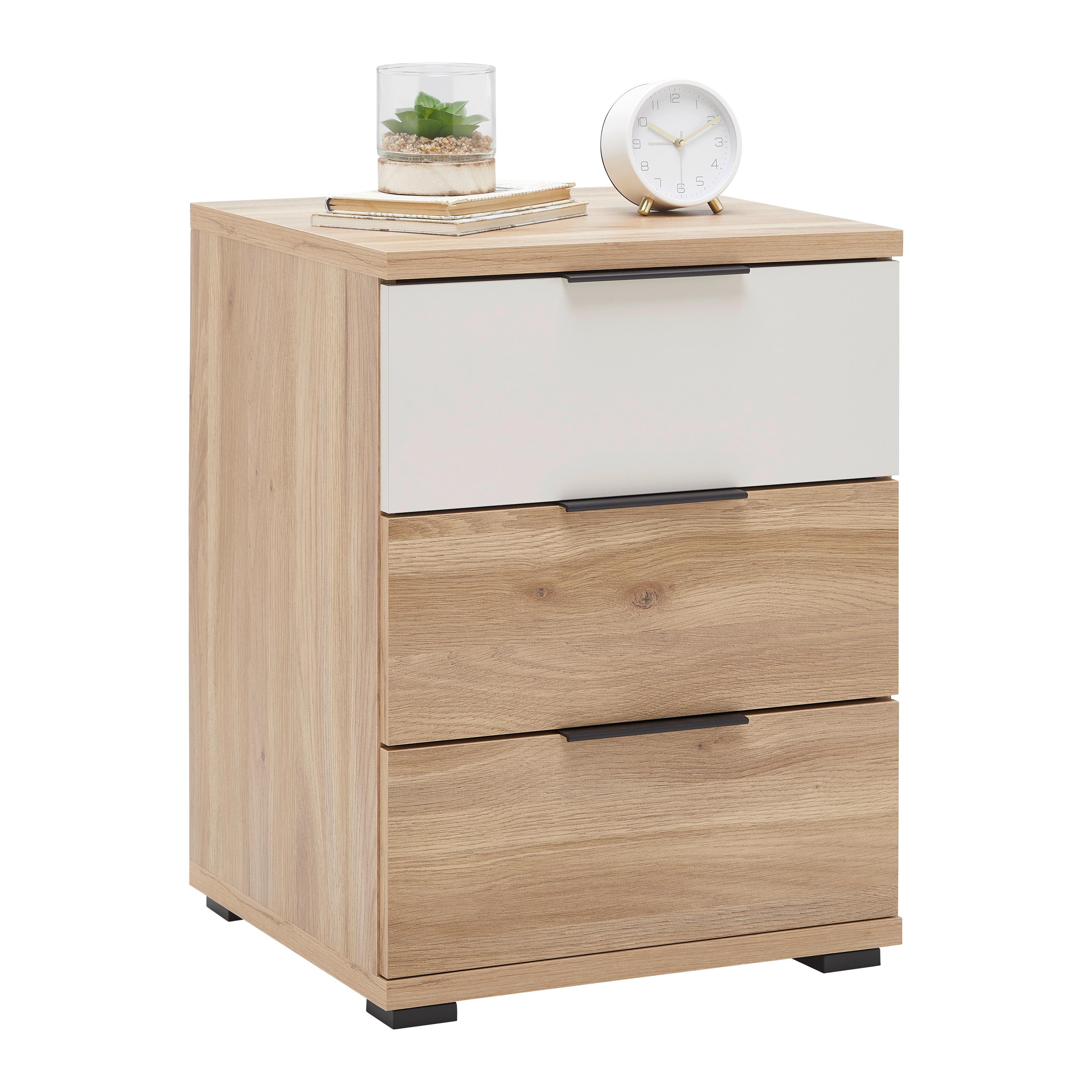 Nachtkästchen Rabina Eichefarben/Kaschmir - Kaschmir/Eichefarben, KONVENTIONELL, Holzwerkstoff/Kunststoff (46/61/42cm) - Mömax
