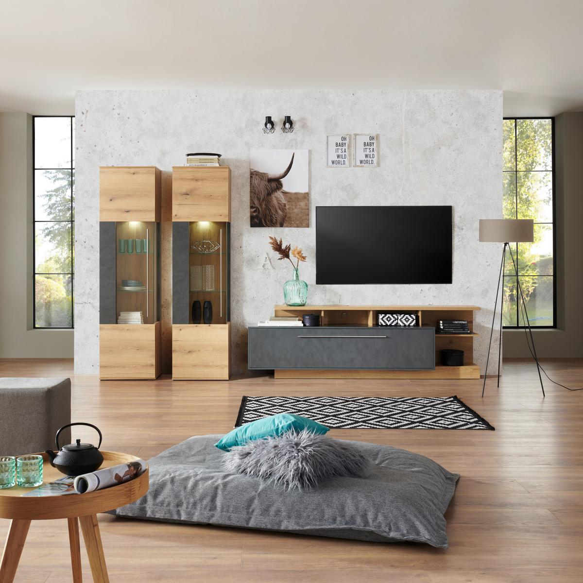 Vitrină LIMIT - Modern, sticlă/material pe bază de lemn (52/201/40cm) - Modern Living
