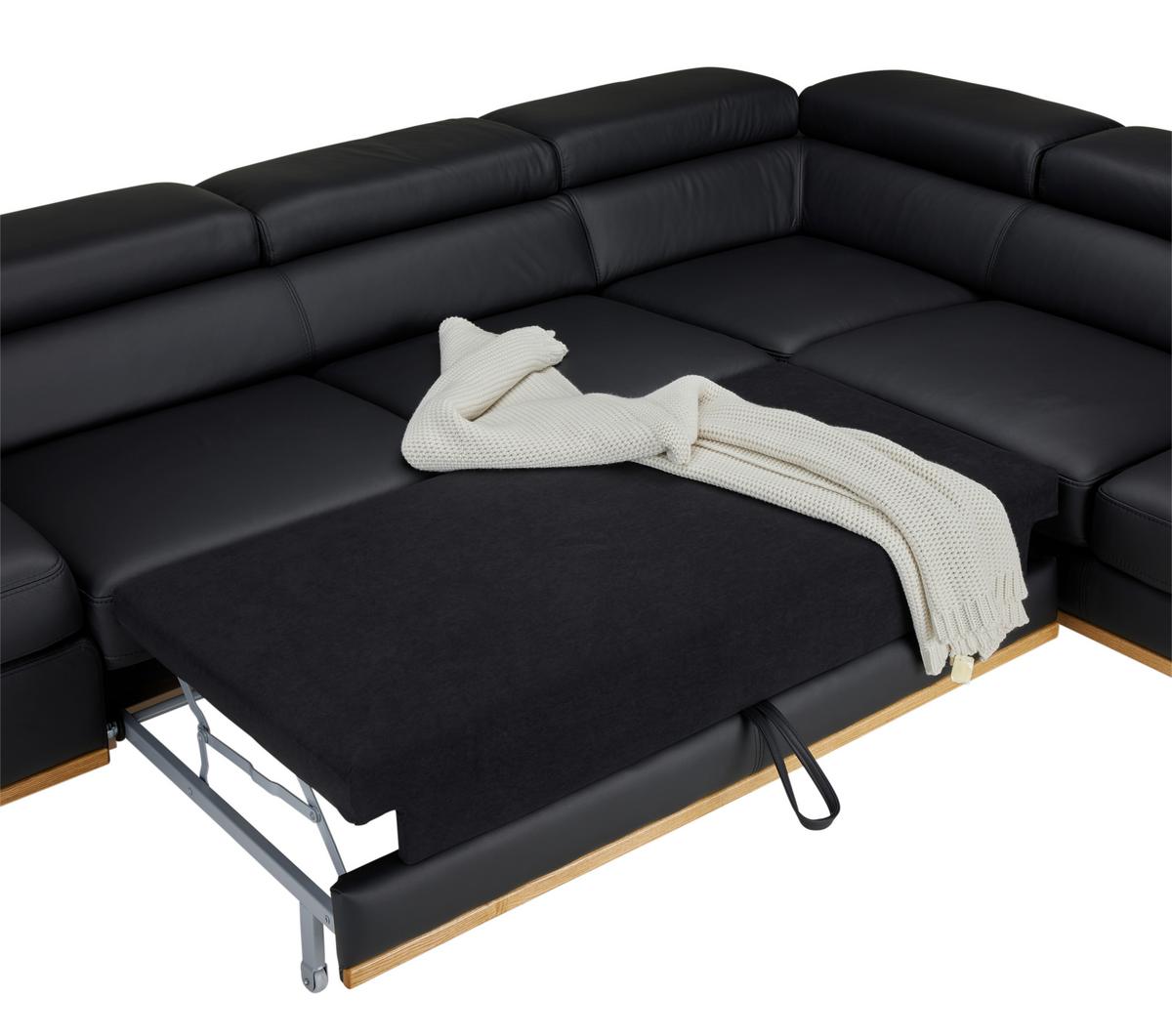 Wohnlandschaft Carmen rechts Schwarz - Anthrazit/Beige, MODERN, Leder/Holz (292/72/226cm) - Premium Living