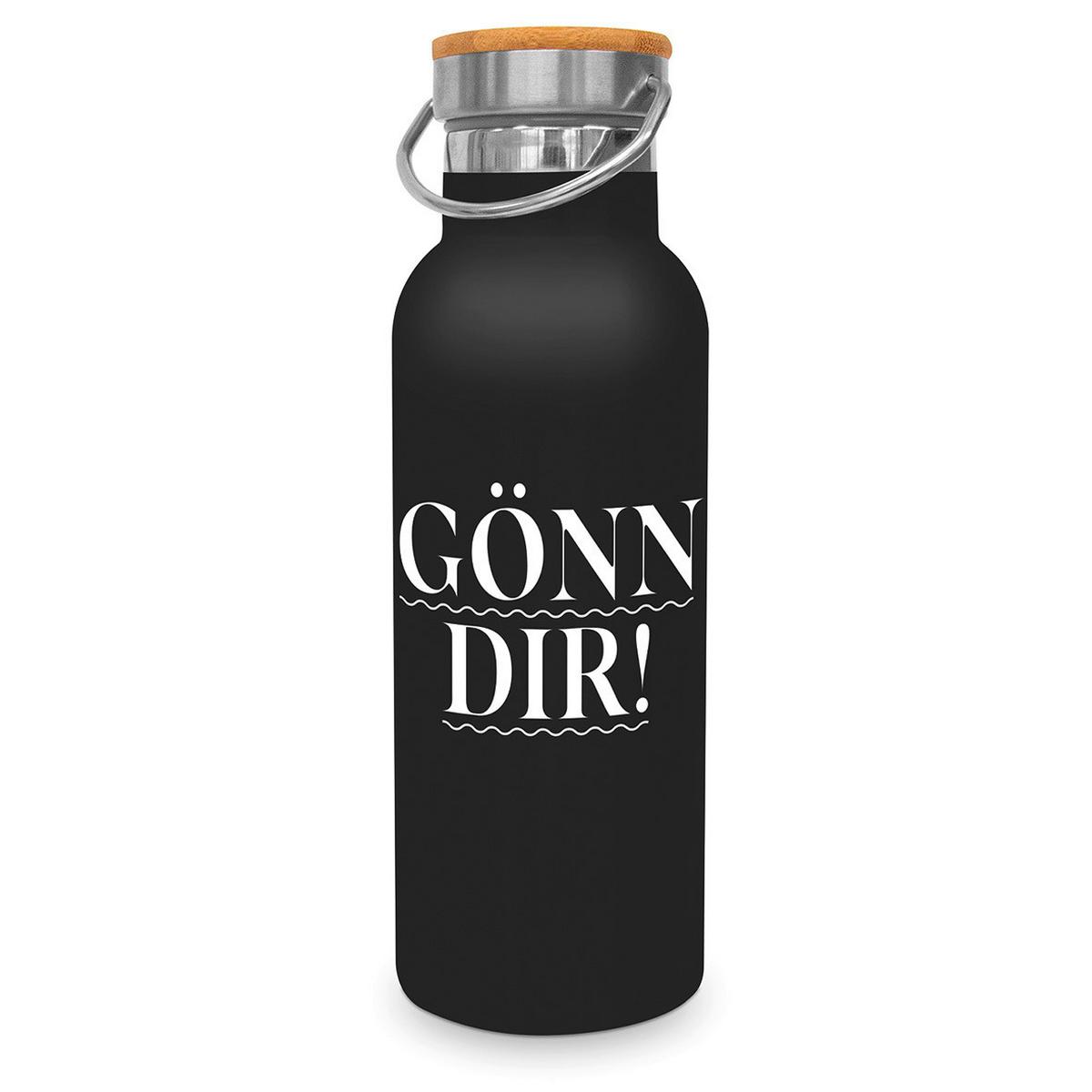 Thermosflasche Gönn dir ca. 500ml - Schwarz/Weiß, Metall (22,5cm)