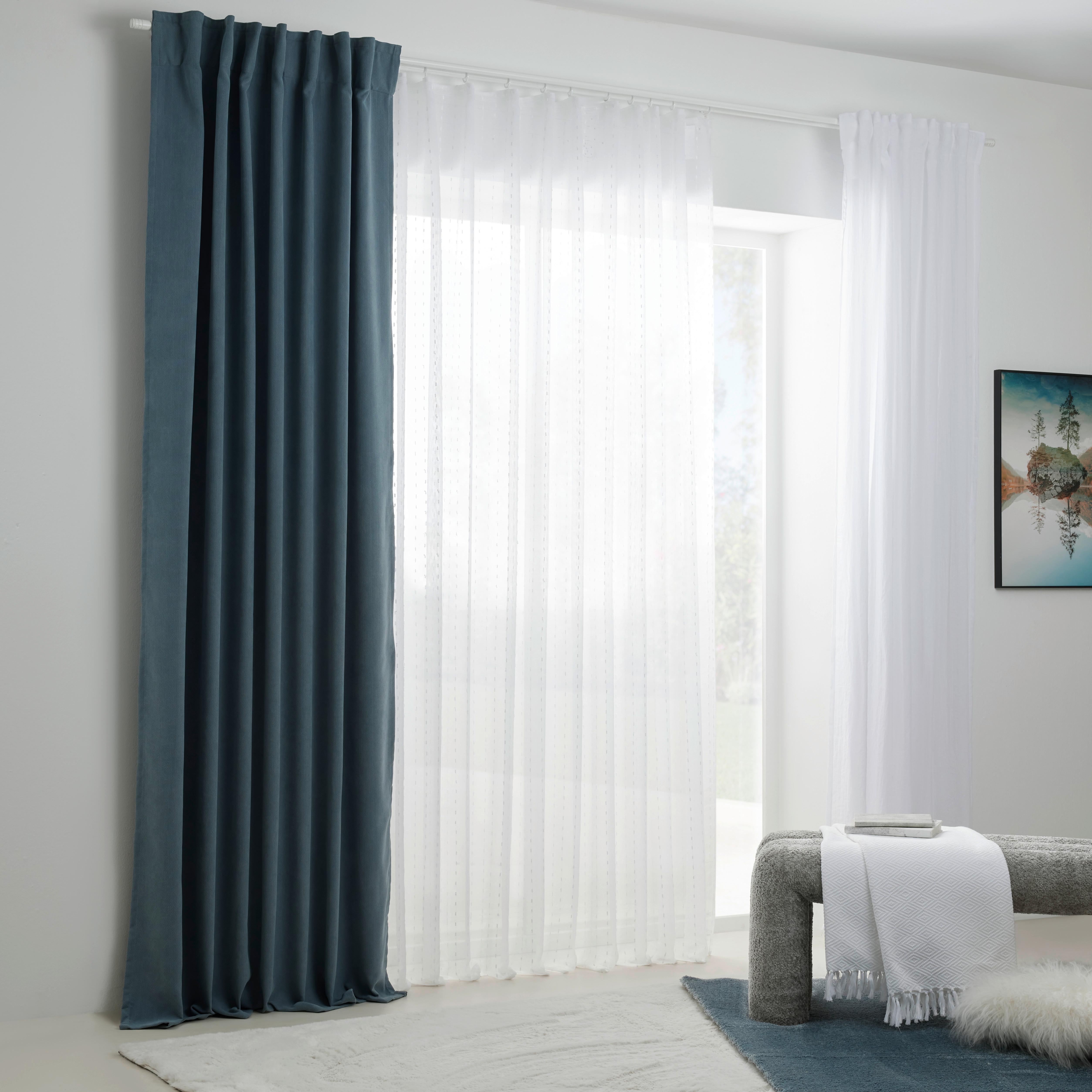 FERTIGVORHANG LINUS - Blau, Design, Textil (140/255cm) - Premium Living