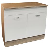 Spodnja Omarica Za Korito Andy, Bela, Barva Hrasta - srebrne barve/bela, Basics, umetna masa/leseni material (100/90/60cm) - Modern Living