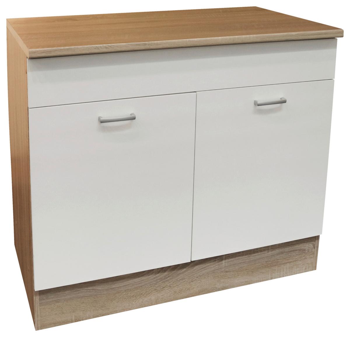 Spodnja Omarica Za Korito Andy, Bela, Barva Hrasta - srebrne barve/bela, Basics, umetna masa/leseni material (100/90/60cm) - Modern Living