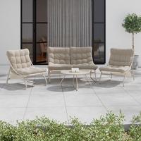 Gartenset Samba Beige, 4-teilig - Beige, MODERN, Glas/Textil (131/85,5/89cm) - Mömax