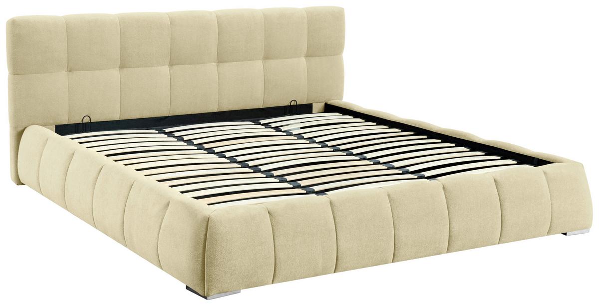 Oblazinjena Postelja Natalia, Bež, 180x200cm - črna/bež, Design, kovina/umetna masa (208/90/228cm) - Livetastic