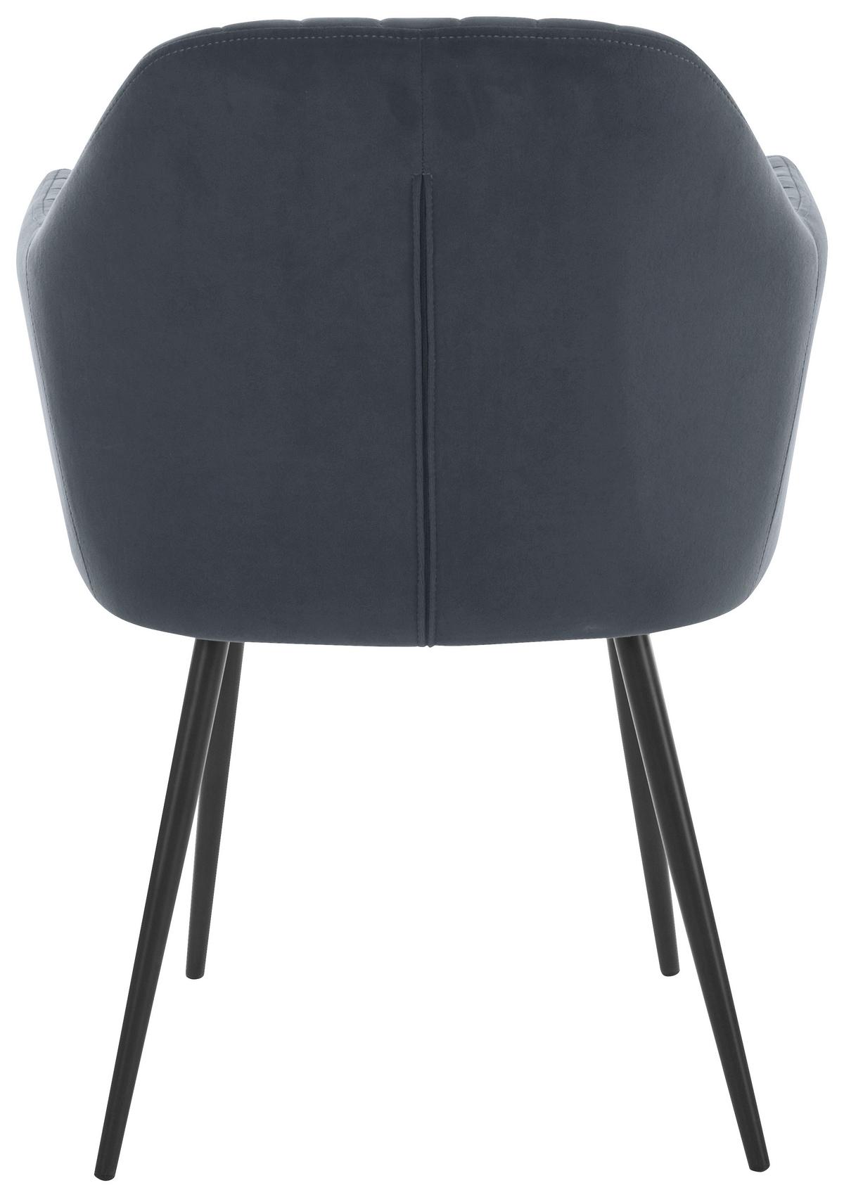 Armlehnstuhl Mila 2er-Set Grau Samt - Schwarz/Grau, MODERN, Textil/Metall (59/84/66cm) - MID.YOU