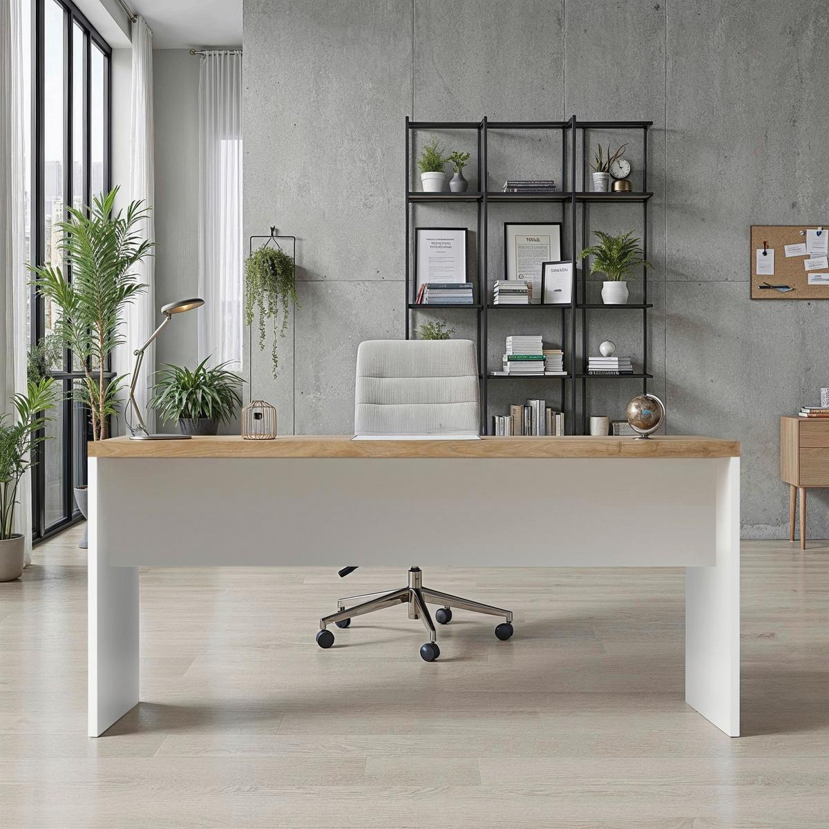 Schreibtisch Easy Office Eichefarben/Weiß Hochglanz - Eichefarben/Weiß Hochglanz, MODERN, Holzwerkstoff (160/75/68cm) - Based