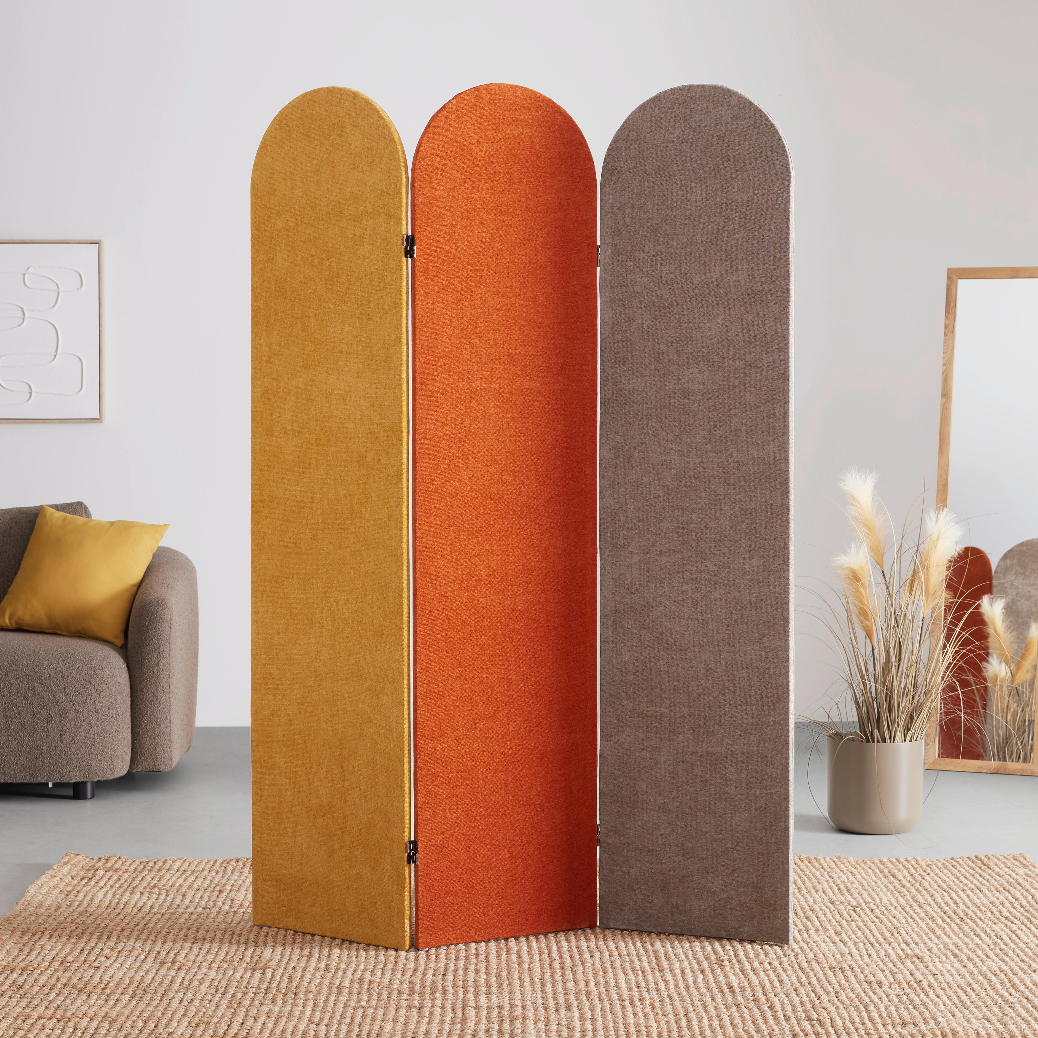 Paravent Didi Braun/Gelb/Grau - Gelb/Braun, KONVENTIONELL, Holz/Textil (120/170/2cm) - Mömax