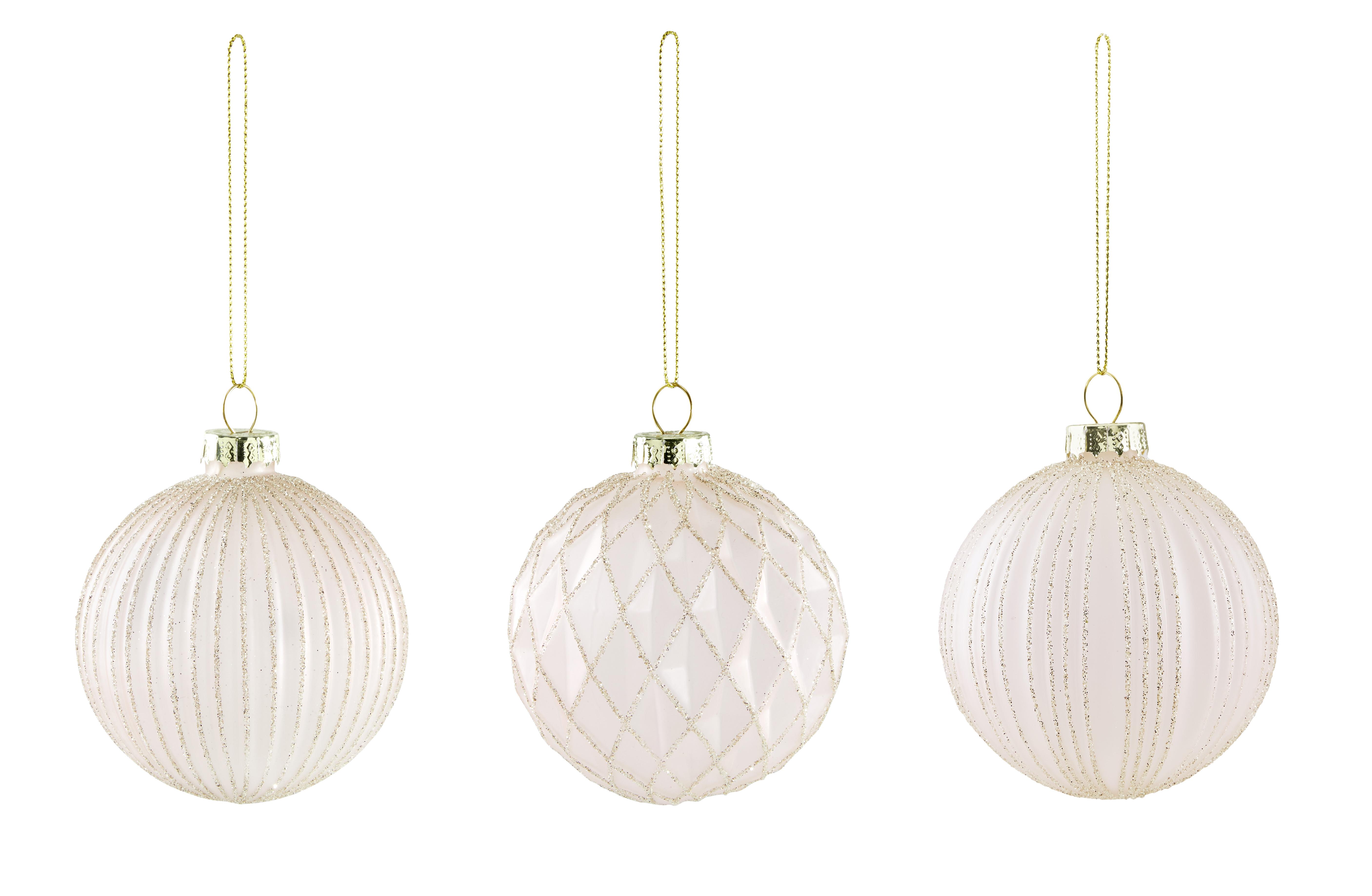 Karácsonyfagömbszett Miracle - Arany/Rózsaszín, Üveg/Fém (8cm) - Modern Living