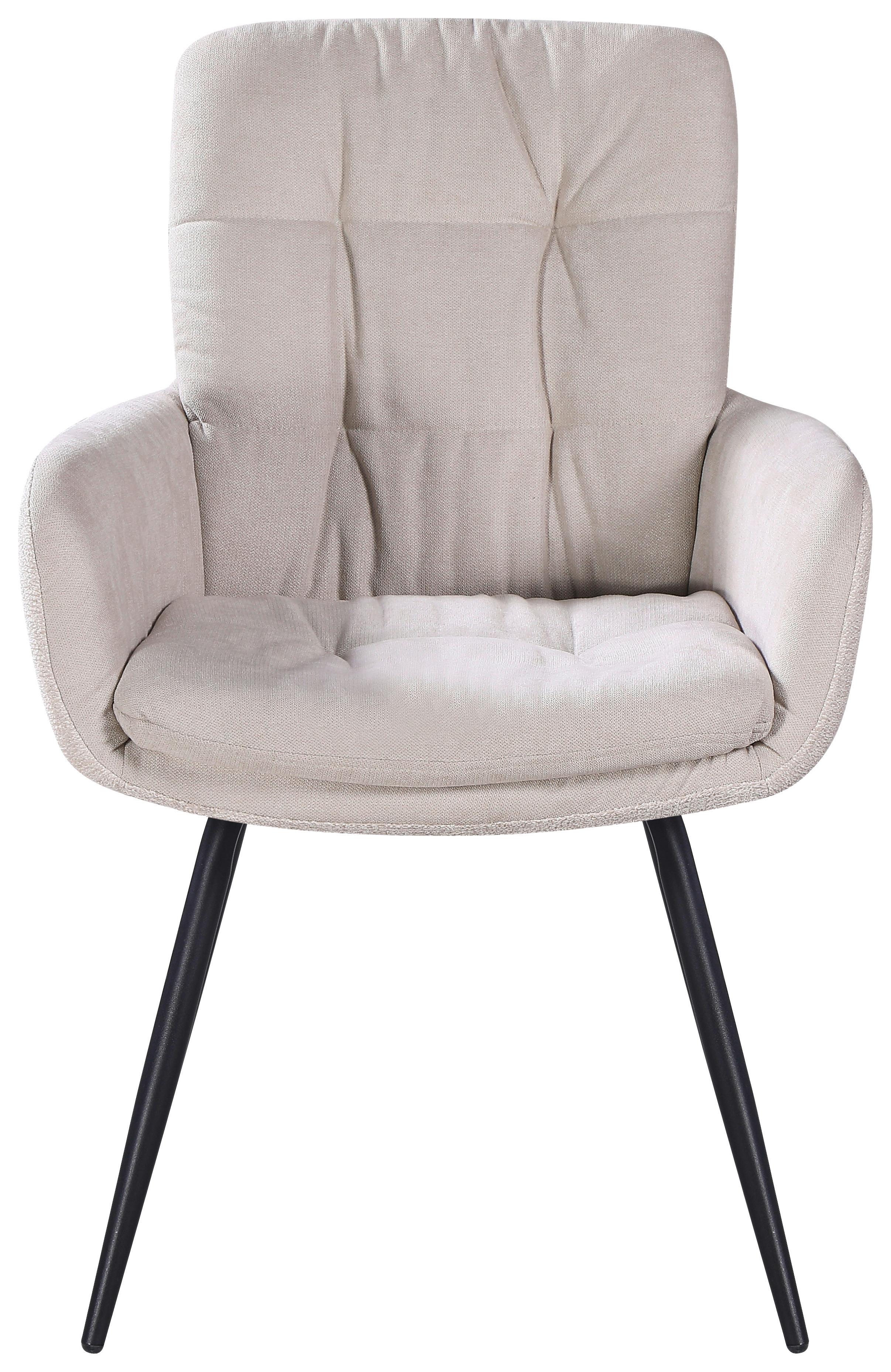 STOL MED ARMSTÖD NOVA - beige/svart, Modern, metall/textil (61/89/67cm) - Mömax