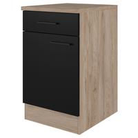 Küchenunterschrank Capri Schwarz/Eichefarben - Eichefarben/Schwarz, KONVENTIONELL, Holzwerkstoff/Metall (50/85/57cm) - FlexWell