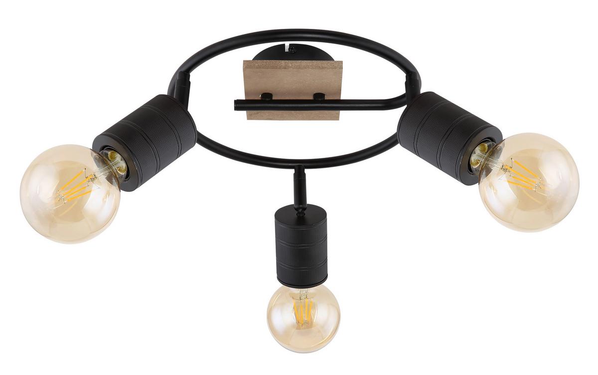Strahler Josella in Schwarz max. 60 Watt - Dunkelbraun/Schwarz, Design, Holz/Metall (29/18cm) - Globo