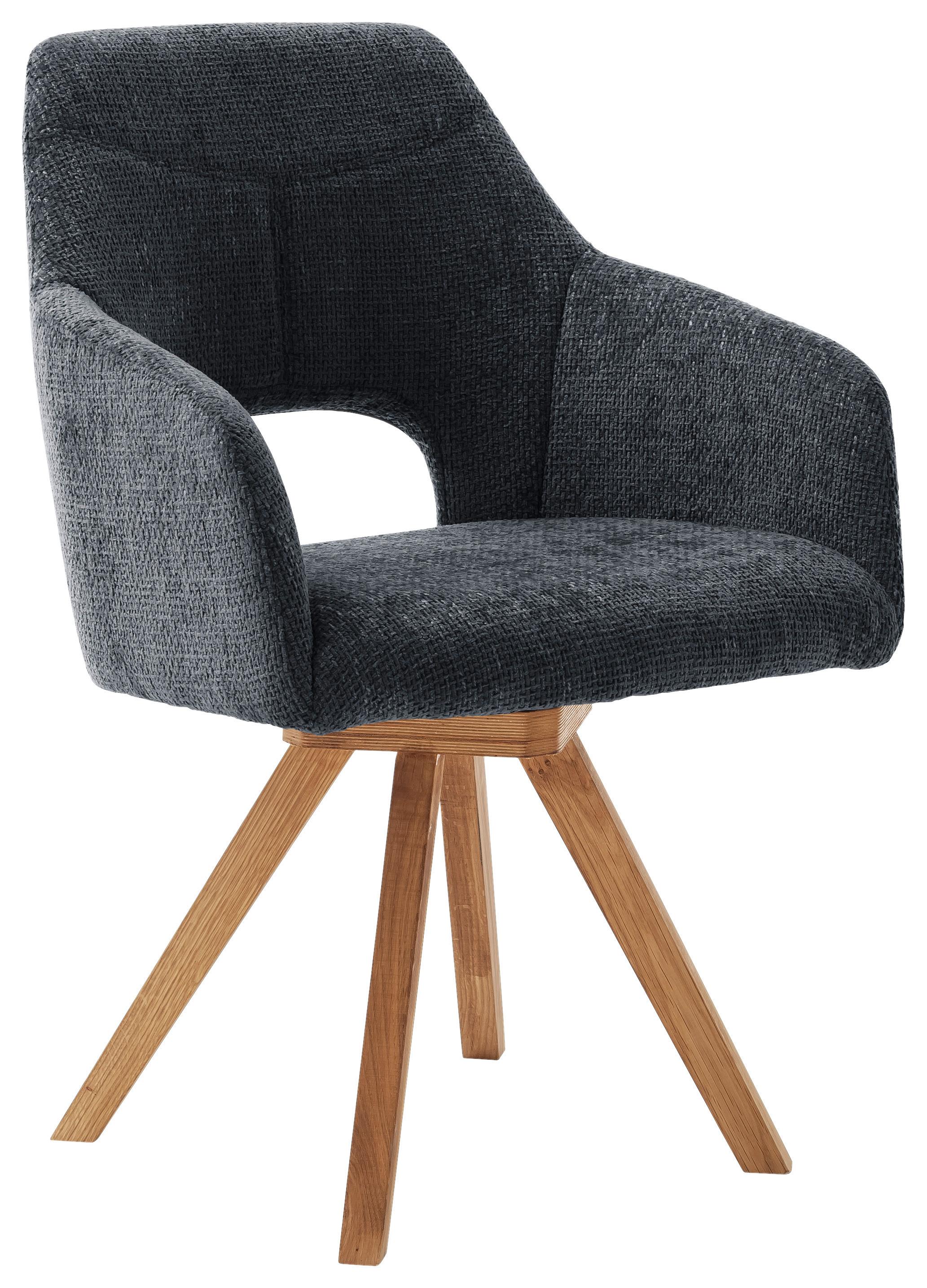 KRZESŁO Z PODŁOKIETNIKAMI EVITA - dąb dziki/czarny, Design, drewno/tkanina (57/84/57cm) - Voleo