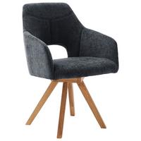 KRZESŁO Z PODŁOKIETNIKAMI EVITA - dąb dziki/czarny, Design, drewno/tkanina (57/84/57cm) - Voleo