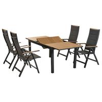 Vrtni Set Verona, 5-Delni, Raztegljiva Miza - siva/barve grafita, Moderno, kovina/umetna masa - Gardenson