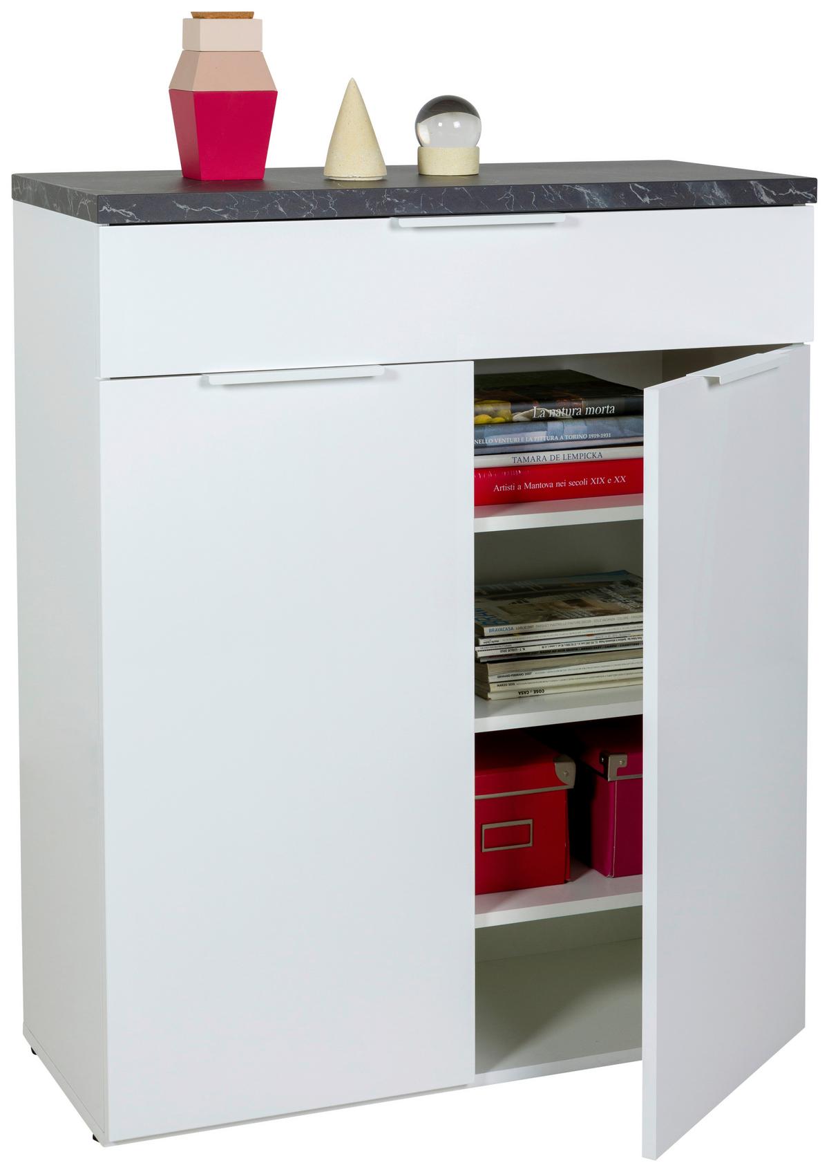 Dulap pentru pantofi MUNDI - antracit/alb lucios intens, Modern, material pe bază de lemn (82/102/35cm) - Premium Living