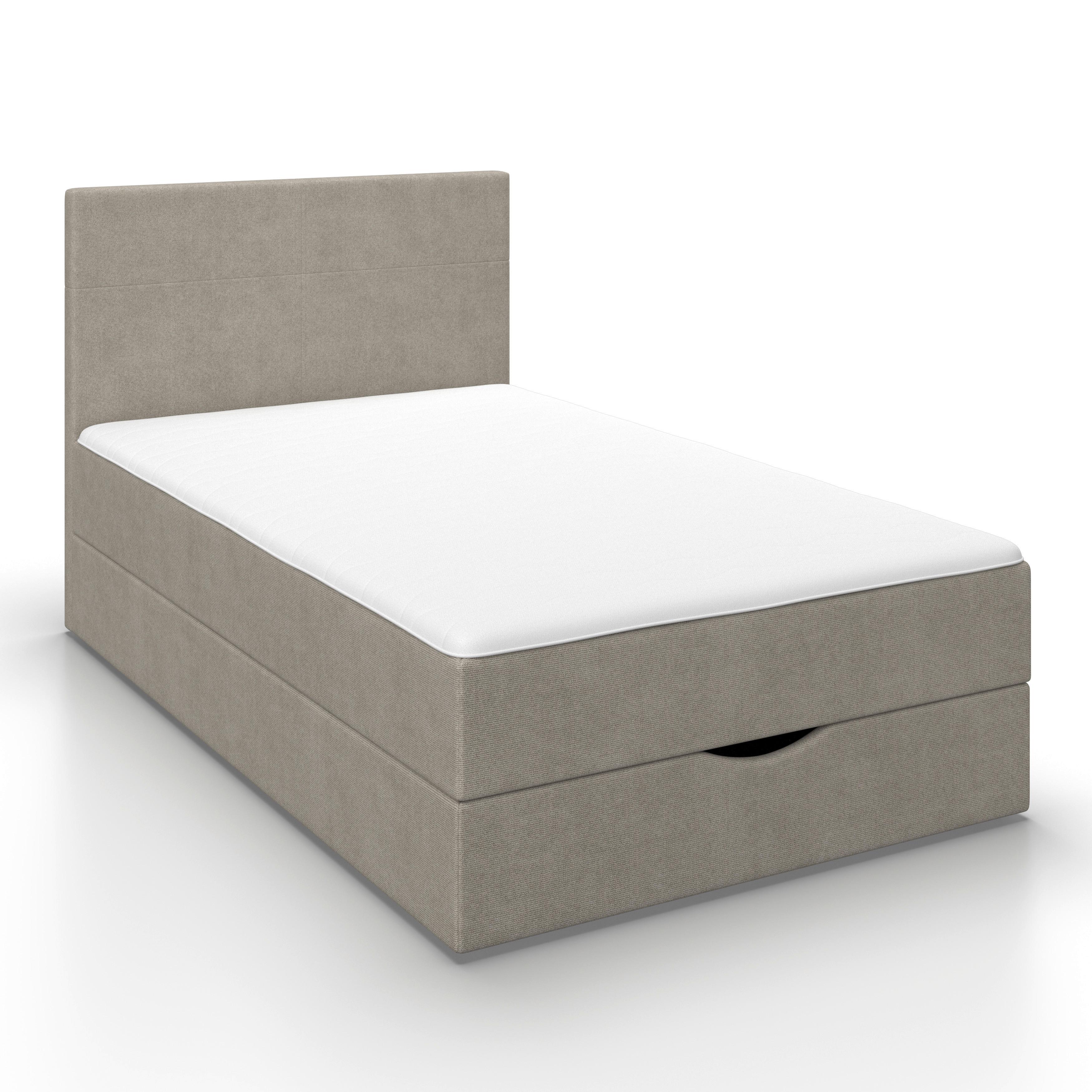 Boxbett Ace ca. 120x200 cm Beige intgr. Topper - Beige/Schwarz, MODERN, Holz/Kunststoff (120/200cm) - Bessagi Home