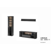 Wohnwand Lincoln Schwarz/Eichefarben B: 270cm - Eichefarben/Messingfarben, Design, Holzwerkstoff/Metall (270/200/42cm) - MID.YOU