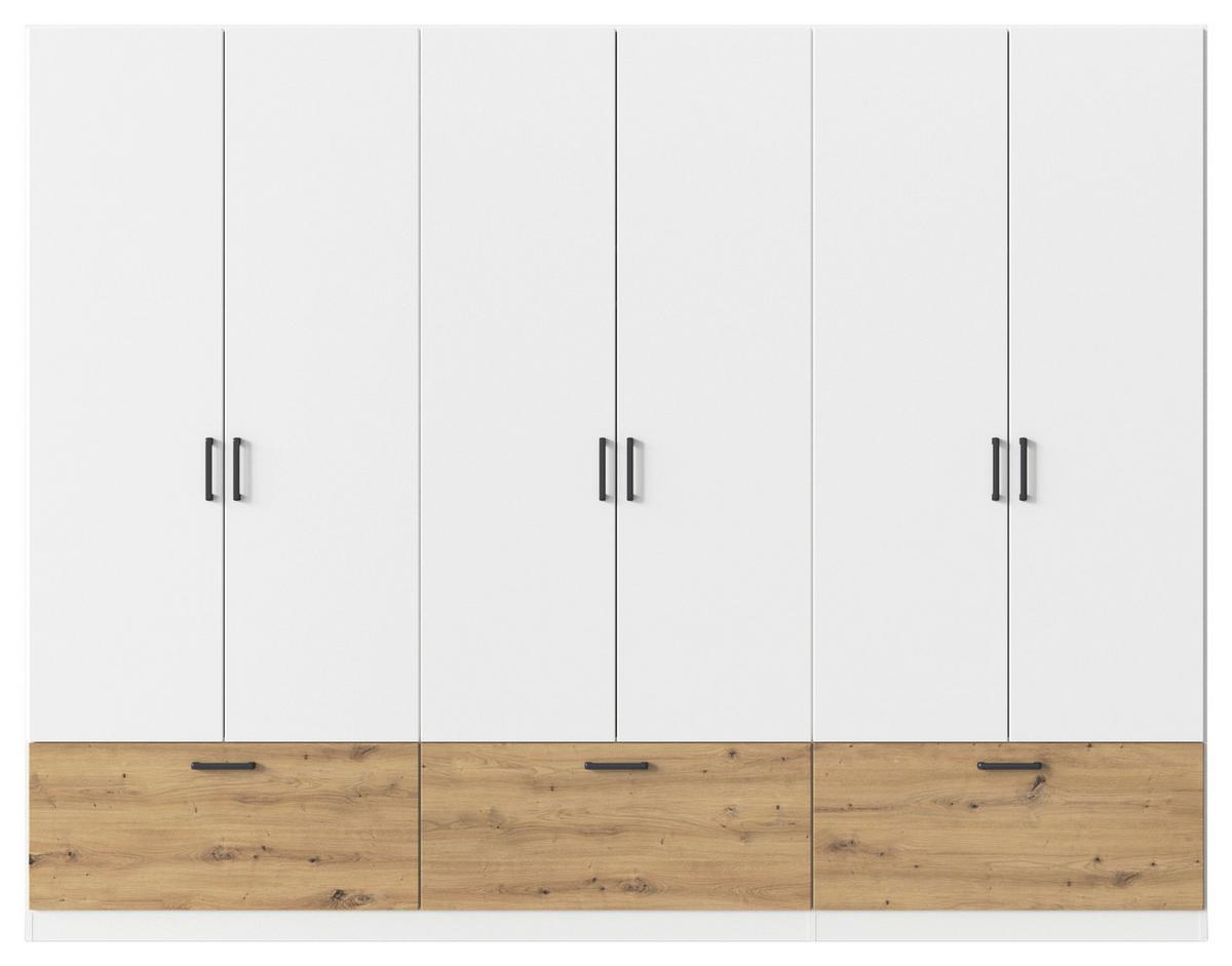 Omara Za Oblačila Bari, Bela, Barva Hrasta - siva/bela, Basics, kovina/leseni material (271/210/54cm) - Boxxx