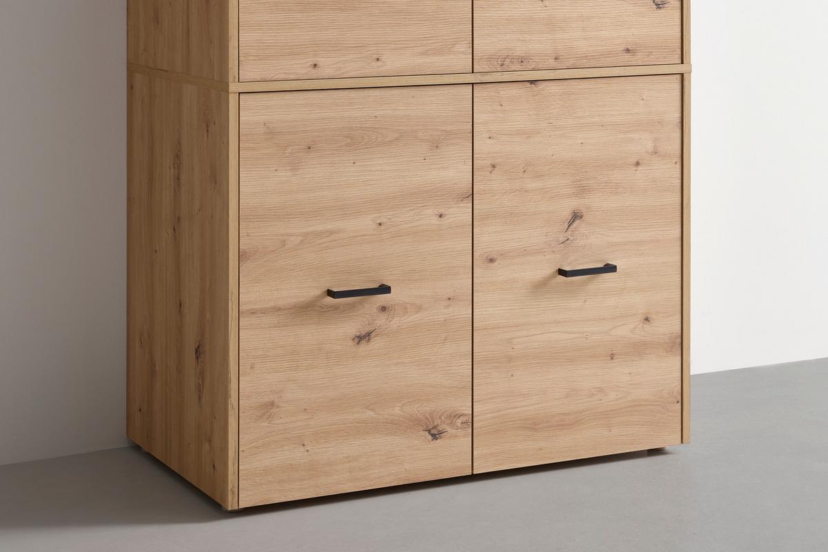 Unterbauschrank Kivo Eiche Artisan - Schwarz/Eiche Artisan, MODERN, Holzwerkstoff/Kunststoff (90/69,8/52,1cm) - Based