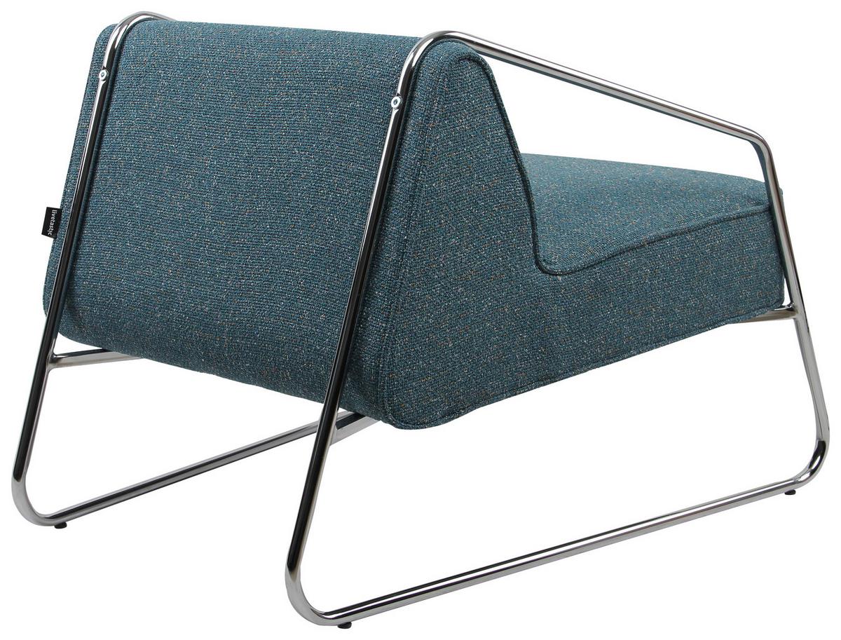 FOTEL DESIGNERSKI NAOMI - niebieski/kolor chromowy, Modern, metal/tkanina (62/85/65cm) - Livetastic