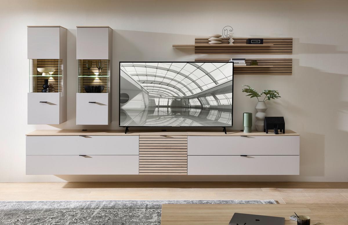 Highboard Memphis Eichefarben/Kaschmir - Kaschmir/Eichefarben, MODERN, Holzwerkstoff/Metall (84/125/45cm) - Premium Living