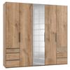Drehtürenschrank mit Laden B: 250 cm Level, Eiche Dekor - Chromfarben/Eichefarben, MODERN, Holzwerkstoff (250/236/58cm) - MID.YOU