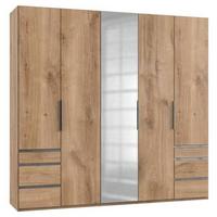 Drehtürenschrank mit Laden B: 250 cm Level, Eiche Dekor - Chromfarben/Eichefarben, MODERN, Holzwerkstoff (250/236/58cm) - MID.YOU