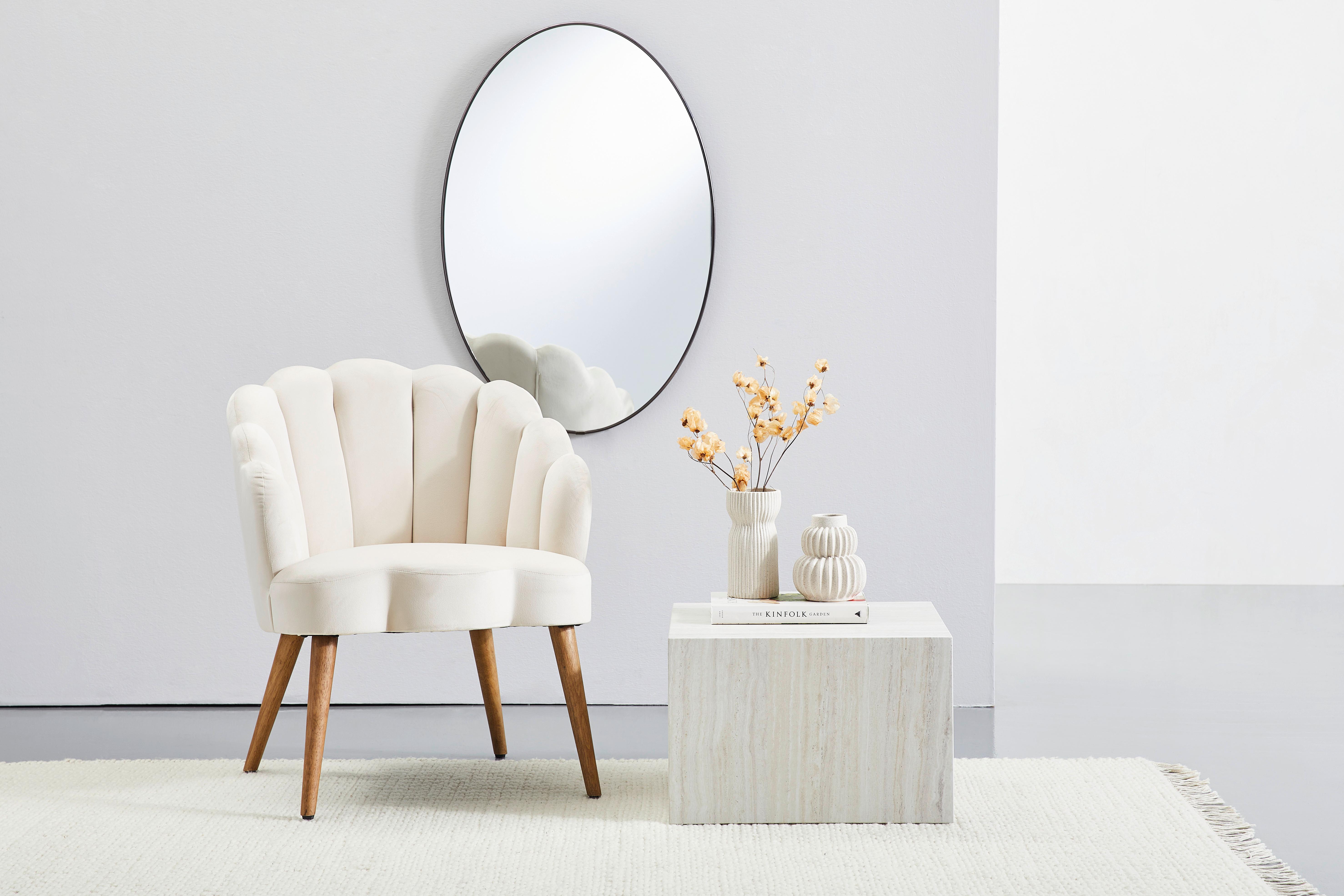 FOTEL ELON - écru/kremowy, Design, drewno/tkanina (67/80/65cm) - MID.YOU