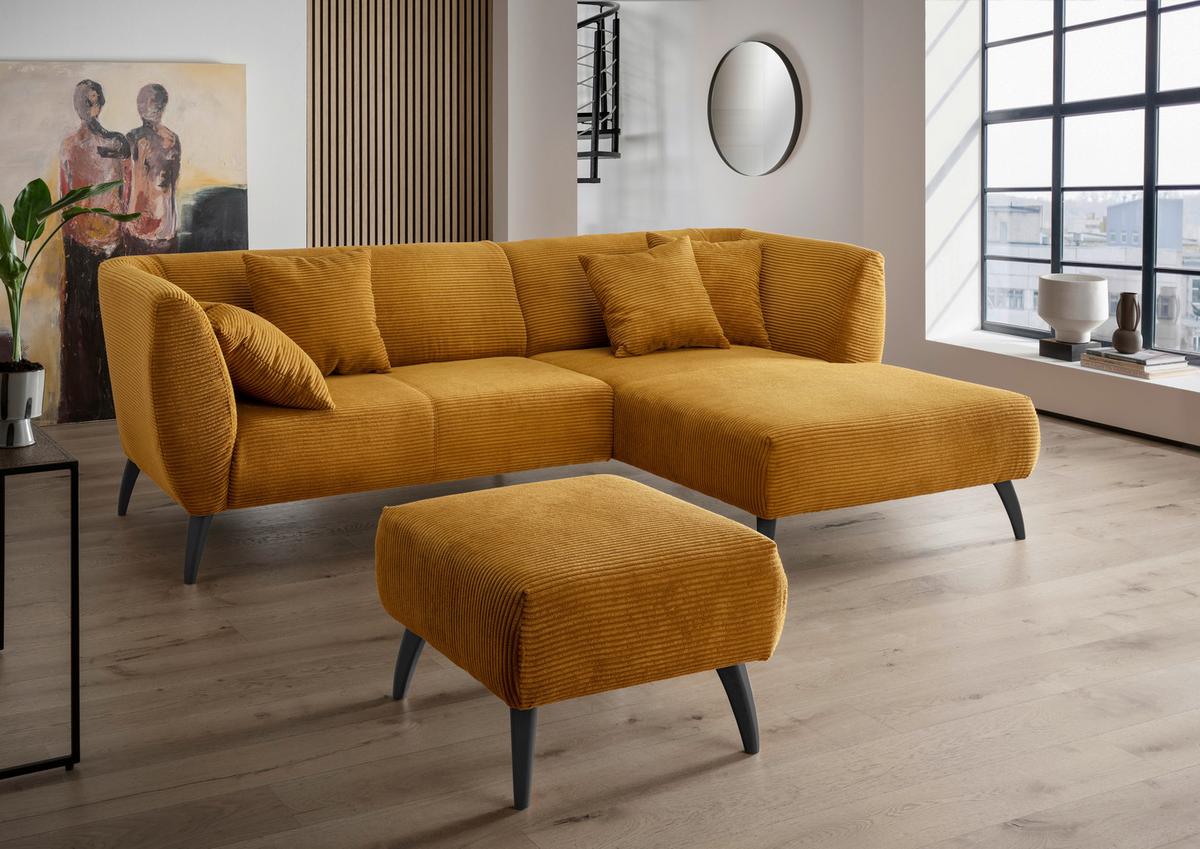 Hocker Colori Goldfarben Cord - Goldfarben/Schwarz, MODERN, Holz/Textil (66/44/66cm) - MID.YOU