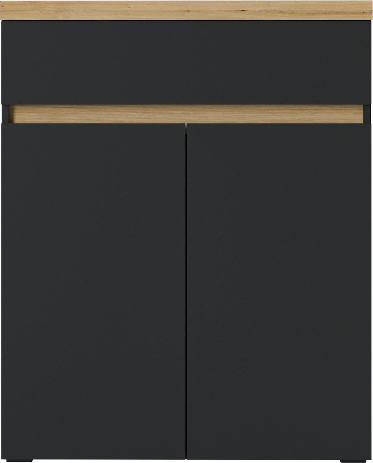Komoda Pepe - hrast Artisan/antracit, Trend, drvni materijal/plastika (85/106/37cm) - Modern Living