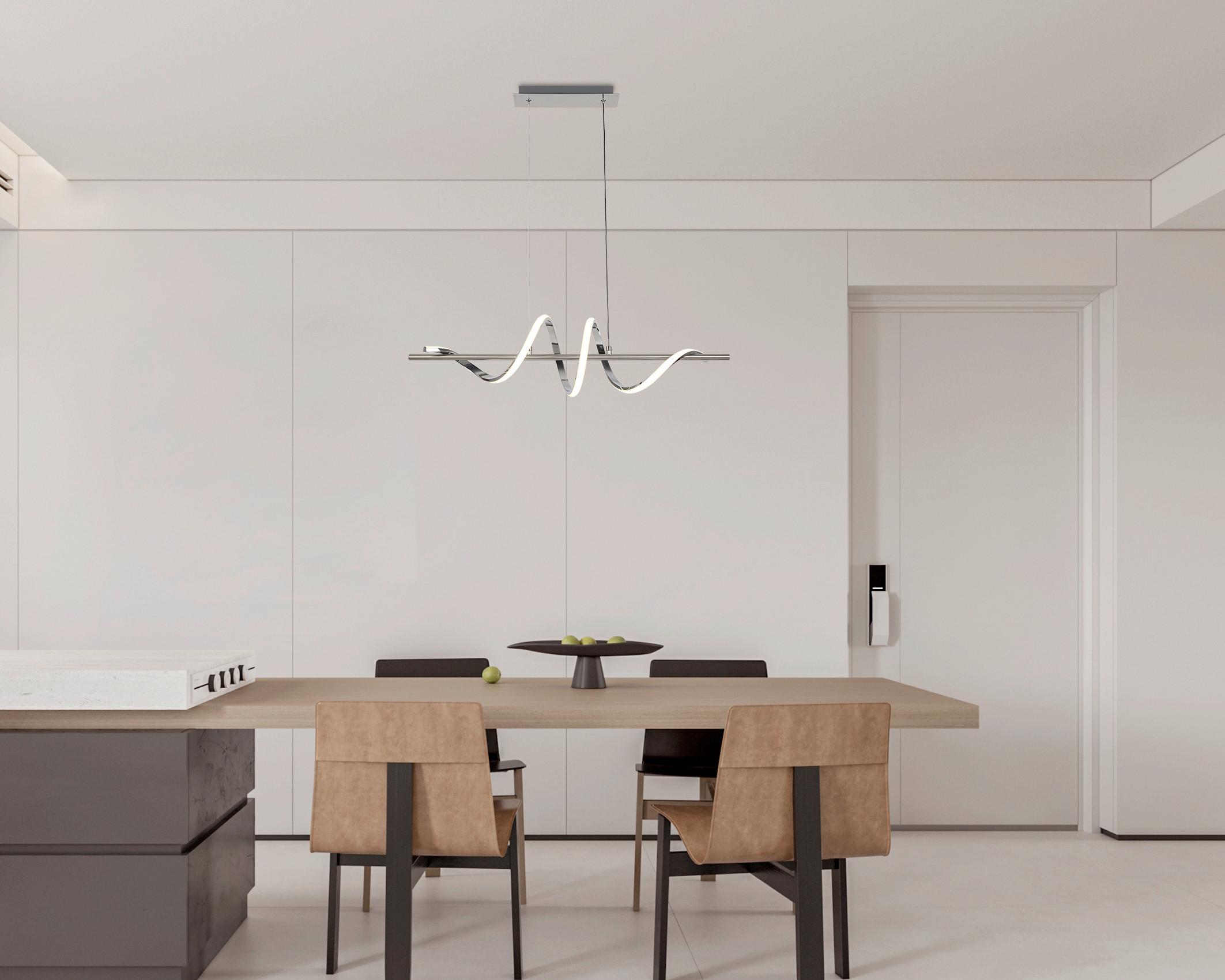 LED-HÄNGLAMPA LINA - kromfärg/nickelfärgad, Modern, metall/plast (80/20/120cm) - Mömax