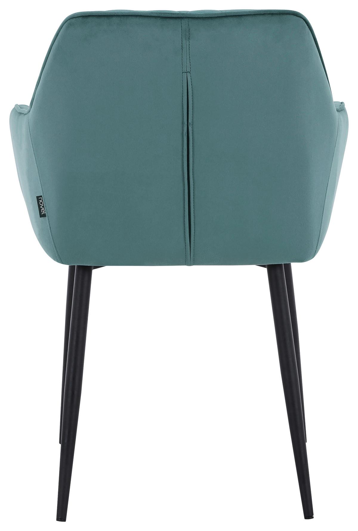 KRZESŁO Z PODŁOKIETNIKAMI STU - czarny/jadeitowa zieleń, Design, metal/tkanina (56/82,5/61,5cm) - Novel