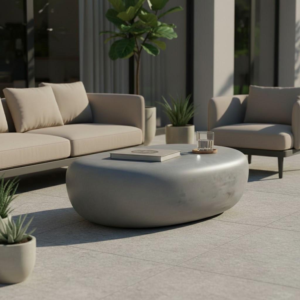 Loungetisch Hawaii Faserbeton Grau - Grau, MODERN, Stein (121.3/91.4/35.6cm) - Gardenson