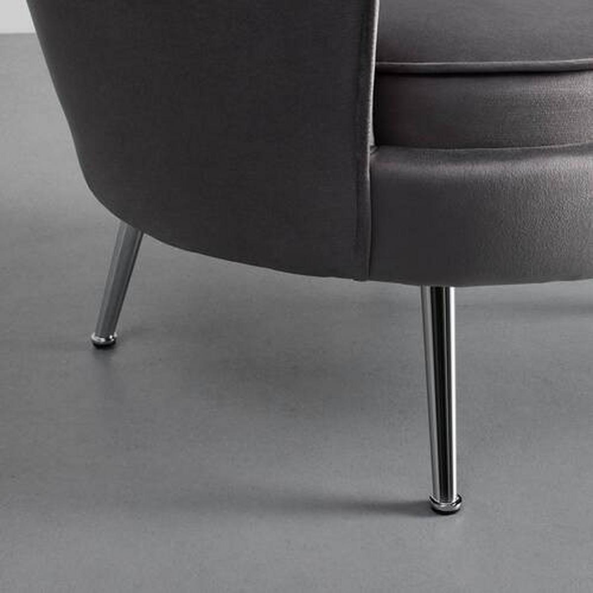 Sessel Cherie Dunkelgrau Samt - Chromfarben/Dunkelgrau, MODERN, Textil/Metall (87/83/85cm) - Bessagi Home