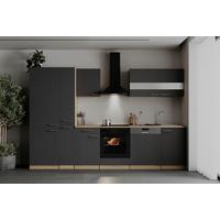 Küchenblock Merle m. Geräten Grau - Edelstahlfarben/Eichefarben, Basics, Holzwerkstoff/Metall (310cm) - Respekta