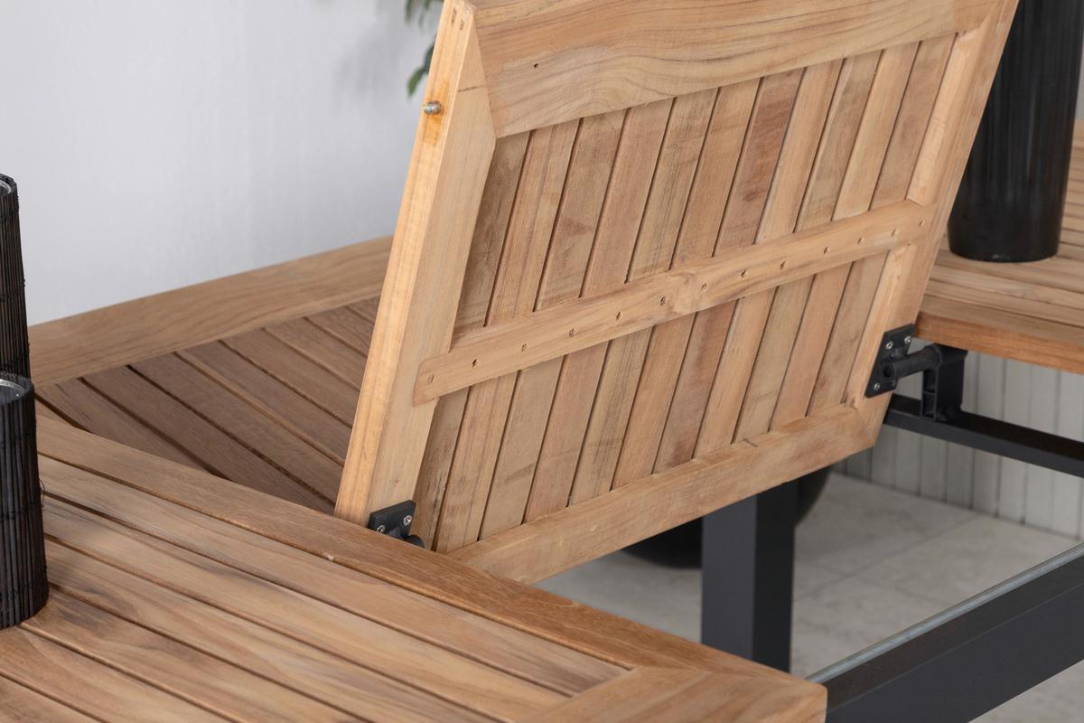 Gartentisch Panama ca. 210x90 cm Schwarz/Teakholz - Schwarz/Teakfarben, KONVENTIONELL, Holz/Metall (210/90/75cm) - Gardenson