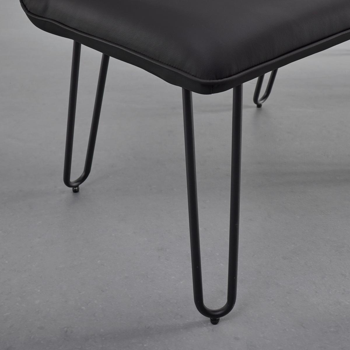 Sitzbank Ivie Schwarz Lederlook Gepolstert - Schwarz, MODERN, Holz/Textil (140/92/62cm) - Bessagi Home