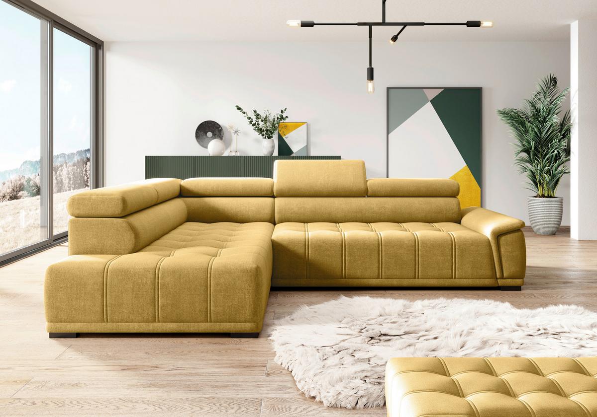 Kutna Garnitura Gremio - boje senfa/crna, Moderno, tekstil/plastika (206/77-100/283cm) - Modern Living