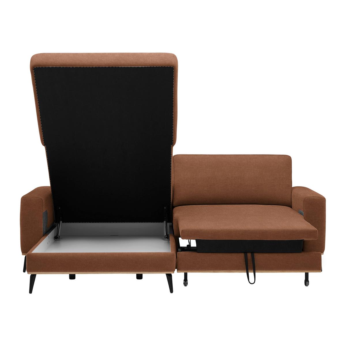 Wohnlandschaft Romeo Rostfarben - Rostfarben/Schwarz, KONVENTIONELL, Holz/Textil (167/87/234cm) - Zandiara