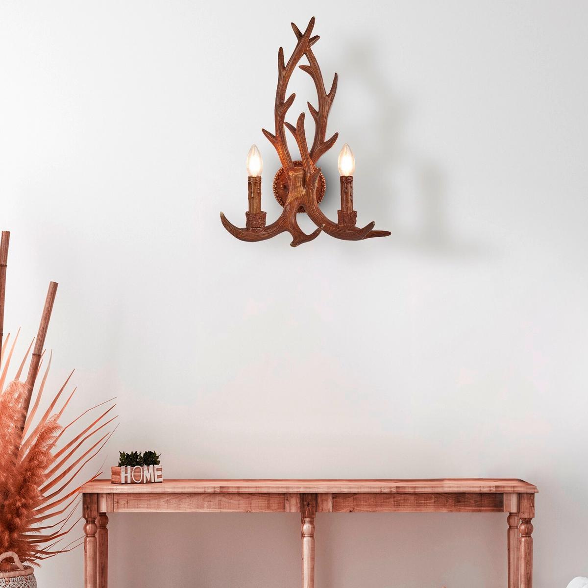 Falilámpa Stag 2lt 6412-2br - barna, Trend, faalapú anyag/fém (36/46cm)