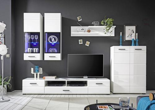 Dnevni Regal Alaska, Bela, Visoki Sijaj - črna/bela, Moderno, umetna masa/steklo (285/206/40cm) - Mömax
