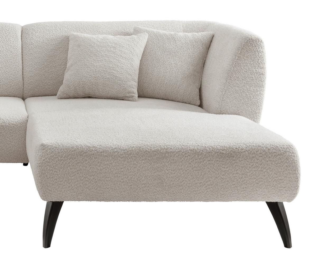 Wohnlandschaft Colori weiß Bouclé - Schwarz/Weiß, MODERN, Holz/Textil (264/160cm) - MID.YOU